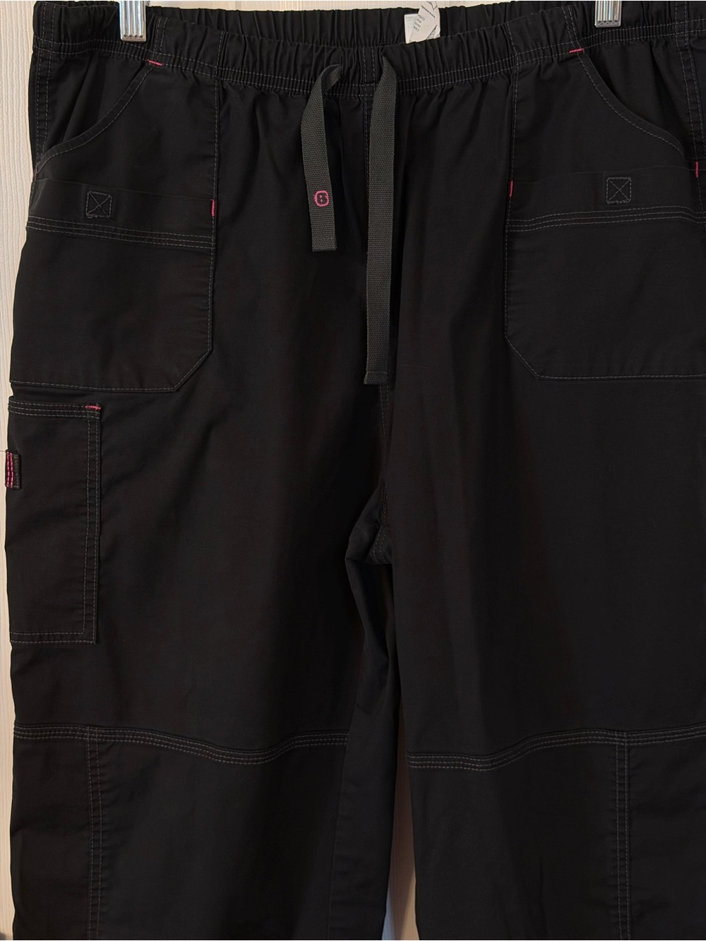 2 Pair WonderWink WonderFLEX Scrub Pants 2XL Tall Black Cargo 5108 - Picture 2 of 14